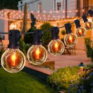 waterproof outdoor string lights - yunlights 35ft 30+3 g40 globe bulbs, hanging patio string lights with flickering flame effect for christmas, porch, garden, party логотип