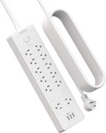🔌 ntonpower 25 ft extension cord power strip with 12 outlets, 2 wide spacing, 3 usb ports, surge protector, 2100 joules, 15a overload protection switch, mountable for home office workbench - white logo