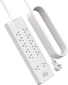 img 4 attached to 🔌 NTONPOWER 25 Ft Extension Cord Power Strip with 12 Outlets, 2 Wide Spacing, 3 USB Ports, Surge Protector, 2100 Joules, 15A Overload Protection Switch, Mountable for Home Office Workbench - White