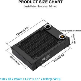 img 2 attached to Радиатор водяного охлаждения DIYhz для ПК, 8-ми трубный алюминиевый теплообменник жидкостного охладителя G1/4 резьба тепловой ряд с 80мм радиатором, ЦПГ Лазерная система водяного охлаждения DC12V черного цвета