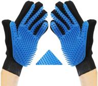 [enhanced version] pet grooming glove - efficient hair remover gloves - gentle deshedding brush - massage glove with enhanced five finger design - ideal for dogs & cats with short & long fur - 1 pair логотип