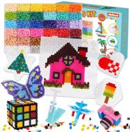 meland fuse beads kit - 11,000 pieces with 36 vibrant colors - craft set for children w/ 5 pegboards, ironing paper, and chain accessories - perfect iron beads christmas birthday gift logo