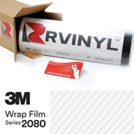 🚗 3m 2080 cfs10 carbon fiber white vinyl car wrap film roll - 5ft x 1ft with application card, vehicle sheet logo