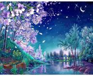 🌙 mobicus diamond painting kit - moonlight stream, diy 5d painting by numbers (40x30cm/16x12inch) logo