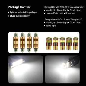 img 1 attached to 🚙 DODOFUN 9-pc Bulb Kit with Deluxe Interior LED Lighting, Compatible with 2007-2018 Jeep Wrangler in 6000k