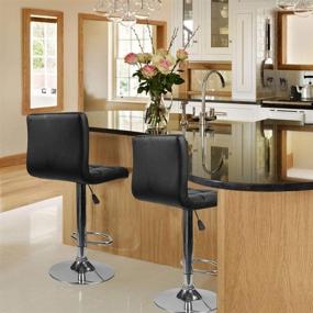 img 1 attached to 🪑 Homall Bar Stools: Adjustable Swivel PU Leather Counter Stools Set of 2 in Black