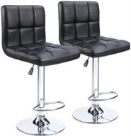 🪑 homall bar stools: adjustable swivel pu leather counter stools set of 2 in black logo