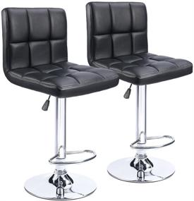 img 4 attached to 🪑 Homall Bar Stools: Adjustable Swivel PU Leather Counter Stools Set of 2 in Black