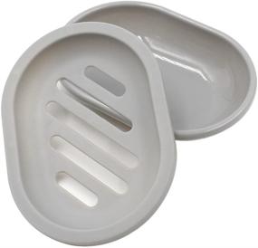 img 2 attached to 🧼 2-Pack TOPSKY Soap Dish with Drain, Soap Holder & Saver, Easy-Clean, Dry, Stop Mushy Soap (Grey)