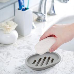 img 1 attached to 🧼 2-Pack TOPSKY Soap Dish with Drain, Soap Holder & Saver, Easy-Clean, Dry, Stop Mushy Soap (Grey)
