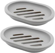 🧼 2-pack topsky soap dish with drain, soap holder & saver, easy-clean, dry, stop mushy soap (grey) logo