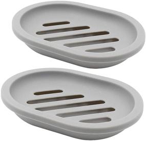 img 4 attached to 🧼 2-Pack TOPSKY Soap Dish with Drain, Soap Holder & Saver, Easy-Clean, Dry, Stop Mushy Soap (Grey)