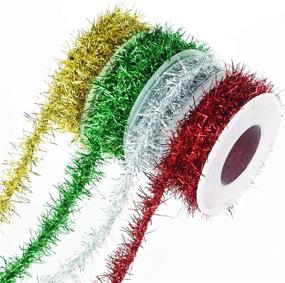 img 4 attached to Tongcloud 4 Rolls Christmas Tinsel Ribbon: Sparkling Metallic Wire Garland for Festive Decorations