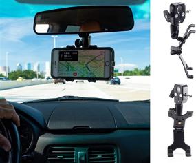 img 3 attached to 📱 Universal Black Clamptastick Cell Phone Holder for Rearview Mirror – Compatible with iOS, Android, GPS and More (Version 3)