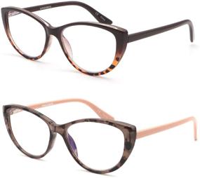 img 3 attached to 👓 Womens Cat Eye Blue Light Reading Glasses, GINGEREYE 2-Pack Fashion Anti Glare Eyeglasses +2.5 with Spring Hinge