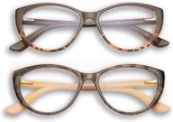 👓 womens cat eye blue light reading glasses, gingereye 2-pack fashion anti glare eyeglasses +2.5 with spring hinge logo