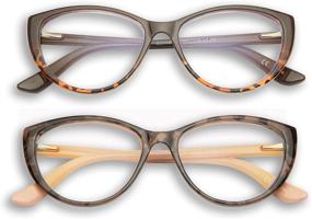 img 4 attached to 👓 Womens Cat Eye Blue Light Reading Glasses, GINGEREYE 2-Pack Fashion Anti Glare Eyeglasses +2.5 with Spring Hinge