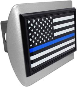 img 1 attached to Police Flag Black On Brushed Hitch Cover