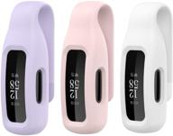 yoyafe fitbit inspire 2 clip holder replacement – soft silicone strap accessories (3-pack, white/rose pink/light purple) – compatible with fitbit inspire 2 clip case accessory logo