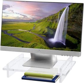 img 4 attached to 🖥️ Red Co. Clear Acrylic Computer Monitor Stand Riser - 16 x 8 x 3.5 inch Home Office Desktop Organizer