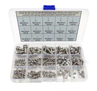 complete stainless steel screws assortment kit with spring washer and 🔩 plain washers: hvazi m2 m2.5 m3 m4 m5 m6 phillips pan head screws logo