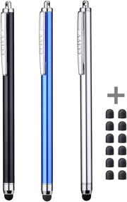 img 4 attached to CCIVV 3 Pcs Stylus Pens for Touch Screens: Enhance Precision with 0.24-inch Tip + 12 Bonus Rubber Tips (Black/Silver/Dark Blue)