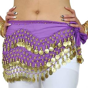 img 2 attached to Purple Belly Dance Skirt Scarf