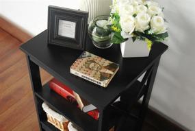 img 1 attached to 🪑 Stylish Black Finish Wooden X-Design Chair Side End Table with 3-Tier Shelf - Organize with Elegance!