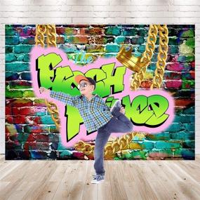 img 2 attached to 📸 The Fresh Prince Graffiti Brick Photography Background 7x5ft - Colorful Wall Necklace 80s 90s Theme - 1st Birthday Backdrop for Boy Party Decorations - Hip Hop Baby Shower Photo Booth Props