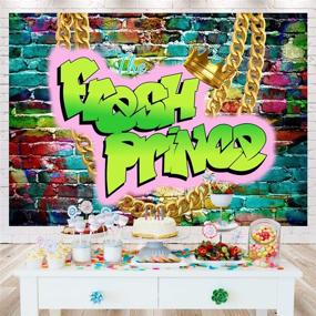 img 1 attached to 📸 The Fresh Prince Graffiti Brick Photography Background 7x5ft - Colorful Wall Necklace 80s 90s Theme - 1st Birthday Backdrop for Boy Party Decorations - Hip Hop Baby Shower Photo Booth Props