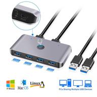 🔁 usb 3.0 switch selector hub adapter - 2 computers 6-port usb 3.0 peripheral sharing switch for keyboard, mouse, u-disk, printer - kvm one-second switcher usb 3.0 - mac/windows/linux compatible logo
