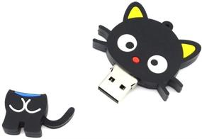 img 1 attached to Easily Store and Transport Data with Aneew 16GB Animal Cartoon Black Cat USB Flash Drive