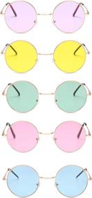 img 4 attached to 🕶️ Vintage 60's 70's Style John Lennon Circle Glasses - Penta Angel 5Pcs Colored Round Retro Hippie Sunglasses for Men Women Party Favors, Dressing Costume Accessory