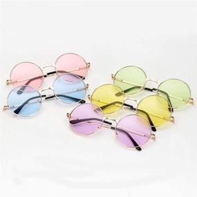 img 3 attached to 🕶️ Vintage 60's 70's Style John Lennon Circle Glasses - Penta Angel 5Pcs Colored Round Retro Hippie Sunglasses for Men Women Party Favors, Dressing Costume Accessory