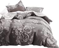 🌹 wake in cloud - luxury floral comforter set in king size: elegant white rose flowers on dark gray grey, 100% cotton fabric with soft microfiber fill bedding (3pcs) logo