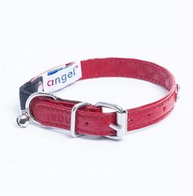 img 3 attached to 🐱 Stylish and Durable Angel Pet Supplies Genuine Leather Safety Athens Rhinestone Cat Collar – Handmade Elastic Stretch, Lightweight & Strong, 10" X 1/2", Valentine Red: Ideal for Kittens to Well-fed Kitties