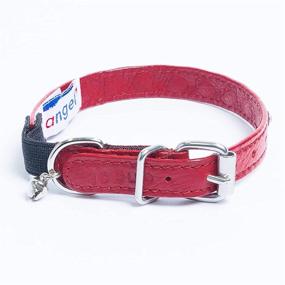 img 2 attached to 🐱 Stylish and Durable Angel Pet Supplies Genuine Leather Safety Athens Rhinestone Cat Collar – Handmade Elastic Stretch, Lightweight & Strong, 10" X 1/2", Valentine Red: Ideal for Kittens to Well-fed Kitties