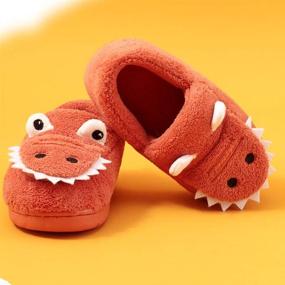 img 1 attached to 🦖 Sakuracan Cartoon Dinosaur Toddler Slippers: Cozy Home Shoes for Boys & Girls in Bedroom