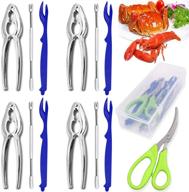 🦀 angela & alex 14 piece seafood tools set - includes crab leg crackers, lobster shell removers, forks/picks, scissors, and storage box - nut cracker set logo