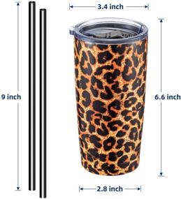 img 3 attached to 🐆 ALOUFEA 20oz Stainless Steel Tumbler - Vacuum Insulated Double Wall Coffee Cup with Lid & Straw - Powder Coated Travel Mug, Leopard Design