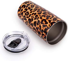 img 1 attached to 🐆 ALOUFEA 20oz Stainless Steel Tumbler - Vacuum Insulated Double Wall Coffee Cup with Lid & Straw - Powder Coated Travel Mug, Leopard Design