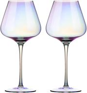 🍷 lead-free crystal red wine glasses - 23 oz large bowl, long stemmed glassware - ideal for wine tasting, birthday, anniversary or wedding gifts – set of 2, iridescent логотип