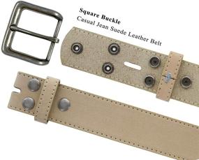 img 3 attached to Square Buckle Casual Suede Leather Men's Accessories in Belts