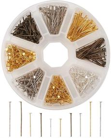 img 4 attached to 🐼 PandaHall Iron Head Pins - 16mm, 20mm, and 30mm Sizes - Flat Headpins for Earring, Bracelet, Jewelry Making Findings - 4 Color Variations - Approximately 650pcs per Box