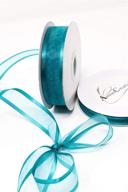 🎀 amorecreations teal organza ribbon: elegant satin edge, 25 yards x 3/8 inches - perfect for crafting & decor logo