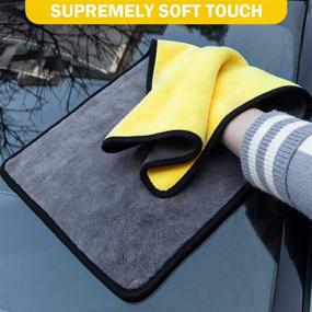 img 2 attached to 🚗 MATEPROX Premium Microfiber Cleaning Cloths for Cars and Home - Thick Towels and Cleaning Rags 5-Pack (Gray and Yellow)