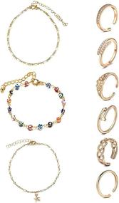 img 4 attached to 🌸 Stylish Adjustable Toe Rings and Anklets for Women - MODRSA Silver and Rose Gold Tone Rings for Toes, Flower Design - Perfect Summer Sandals and Women's Anklets - Enhance Your Style with Rose Gold