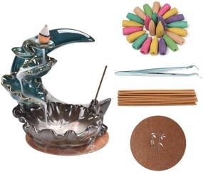 img 4 attached to 🌊 Waterfall Backflow Incense Holder with Lucky Fish Aromatherapy Ornament - Moon and Fish Design + 20 Incense Cones + 30 Incense Sticks - Home Decor