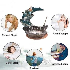 img 2 attached to 🌊 Waterfall Backflow Incense Holder with Lucky Fish Aromatherapy Ornament - Moon and Fish Design + 20 Incense Cones + 30 Incense Sticks - Home Decor