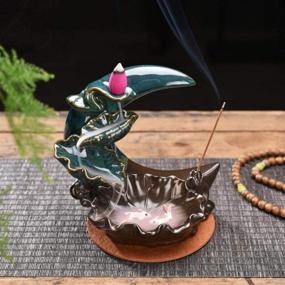 img 3 attached to 🌊 Waterfall Backflow Incense Holder with Lucky Fish Aromatherapy Ornament - Moon and Fish Design + 20 Incense Cones + 30 Incense Sticks - Home Decor